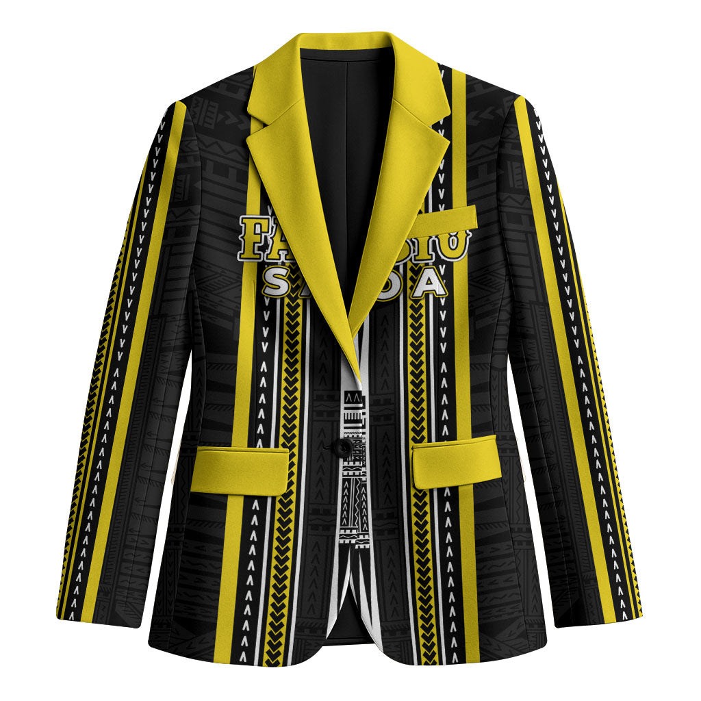 Personalised Faleasiu Samoa Blazer Samoan Tribal Pattern LT05 Unisex Yellow - Polynesian Pride