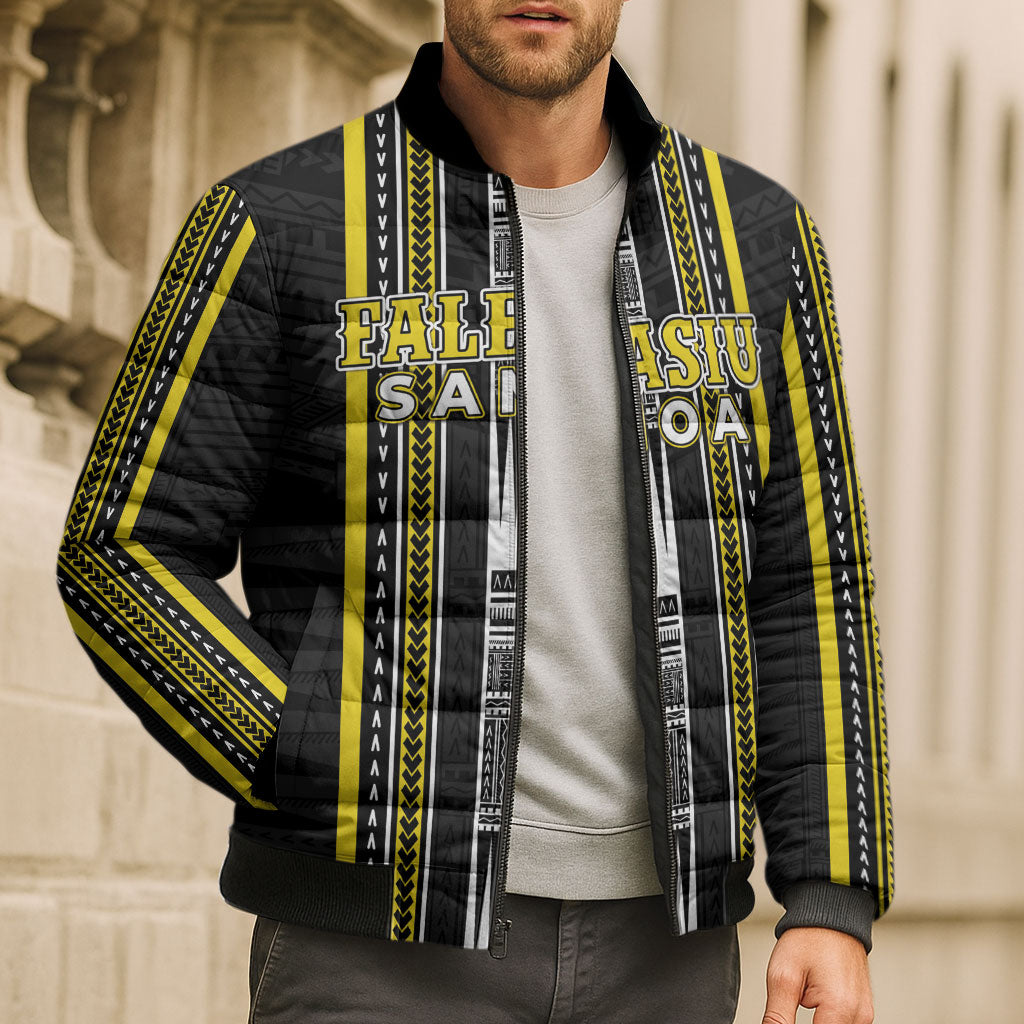 Personalised Faleasiu Samoa Bomber Puffer Jacket Samoan Tribal Pattern LT05 - Polynesian Pride