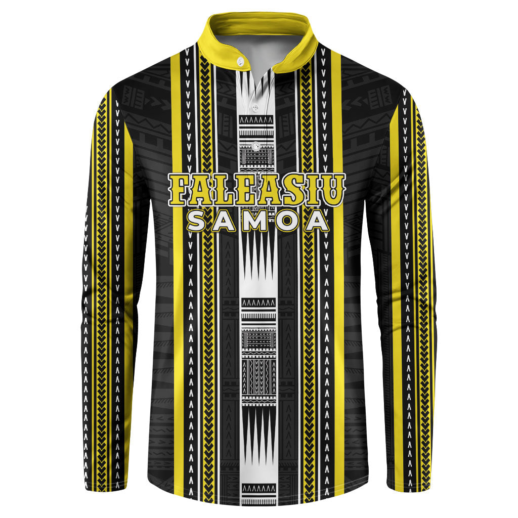 Personalised Faleasiu Samoa Button Sweatshirt Samoan Tribal Pattern LT05 Yellow - Polynesian Pride