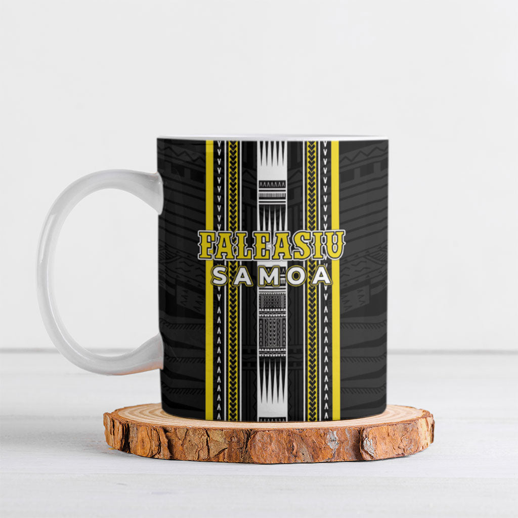 Personalised Faleasiu Samoa Ceramic Mug Samoan Tribal Pattern LT05 Yellow - Polynesian Pride