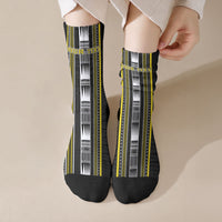 Personalised Faleasiu Samoa Crew Socks Samoan Tribal Pattern LT05 Crew Socks Yellow - Polynesian Pride