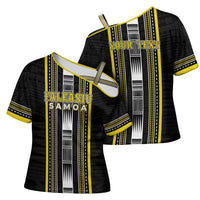 Personalised Faleasiu Samoa Cross Shoulder Shirt Samoan Tribal Pattern LT05 - Polynesian Pride