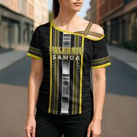 Personalised Faleasiu Samoa Cross Shoulder Shirt Samoan Tribal Pattern LT05 - Polynesian Pride