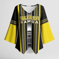 Personalised Faleasiu Samoa Kimono Sleeve Blouse Samoan Tribal Pattern LT05 Female Yellow - Polynesian Pride