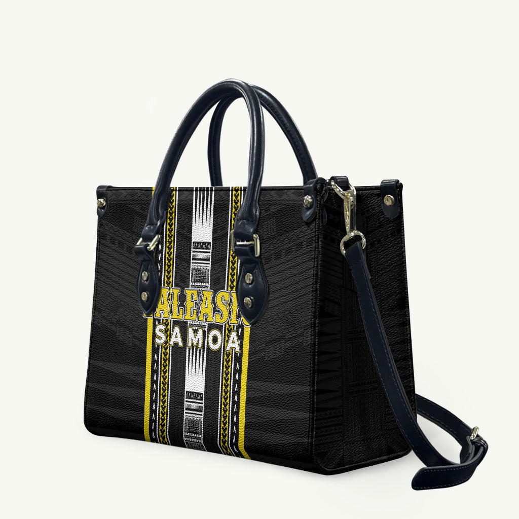 Faleasiu Samoa Leather Bag Samoan Tribal Pattern LT05 Yellow - Polynesian Pride