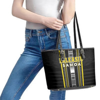 Faleasiu Samoa Leather Tote Bag Samoan Tribal Pattern LT05 - Polynesian Pride