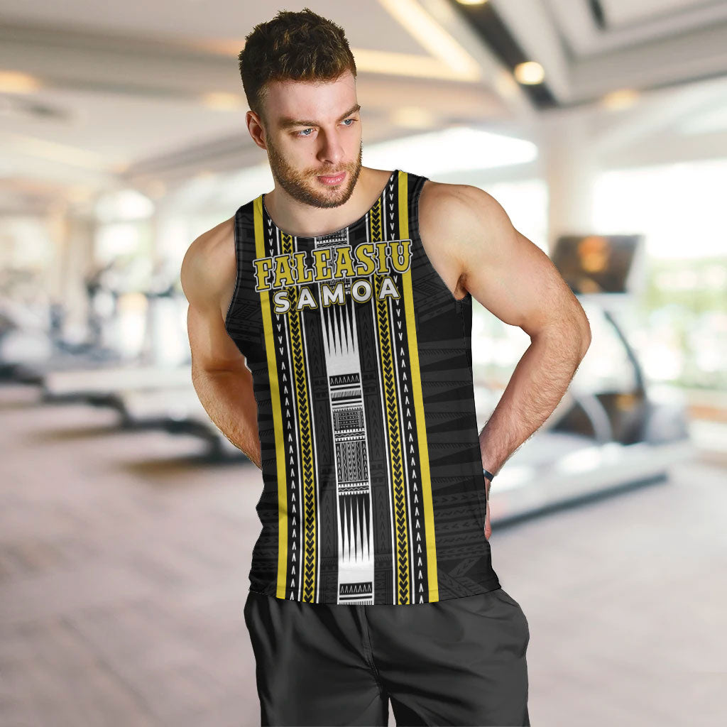 Personalised Faleasiu Samoa Men Tank Top Samoan Tribal Pattern LT05 Yellow - Polynesian Pride