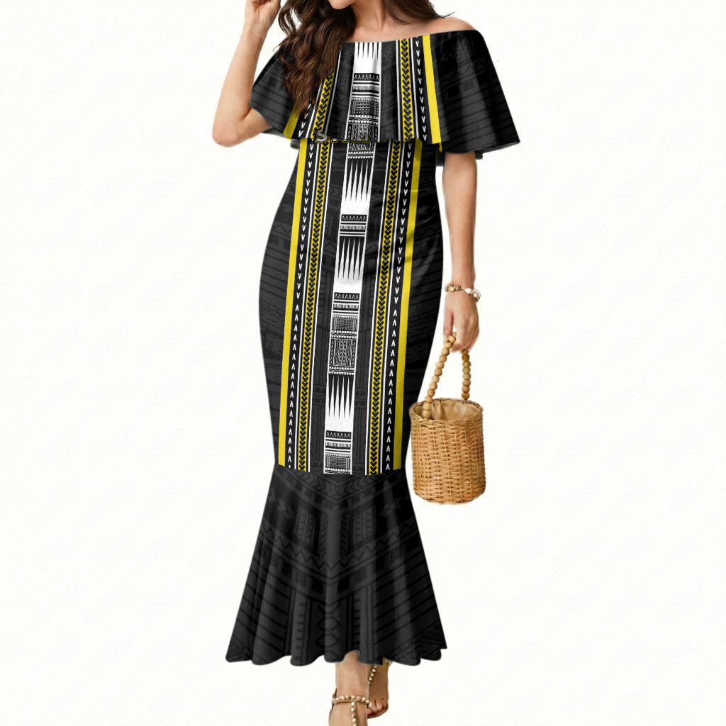 Personalised Faleasiu Samoa Mermaid Dress Samoan Tribal Pattern