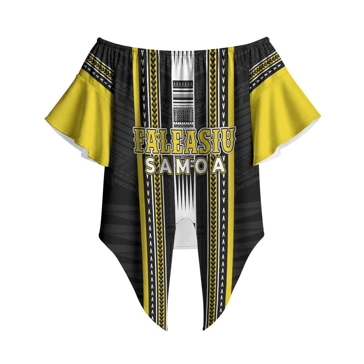 Personalised Faleasiu Samoa Off Shoulder Wrap Waist Top Samoan Tribal Pattern LT05 - Polynesian Pride
