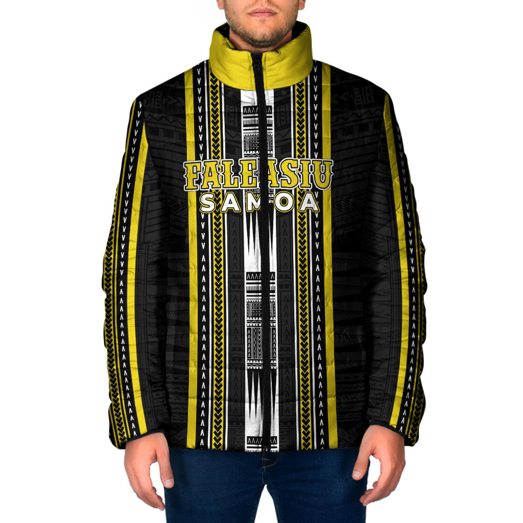 Personalised Faleasiu Samoa Padded Jacket Samoan Tribal Pattern LT05 Men Yellow - Polynesian Pride