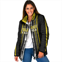 Personalised Faleasiu Samoa Padded Jacket Samoan Tribal Pattern LT05 Women Yellow - Polynesian Pride
