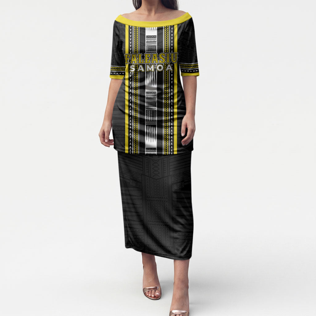 Personalised Faleasiu Samoa Puletasi Samoan Tribal Pattern LT05 Long Dress Yellow - Polynesian Pride