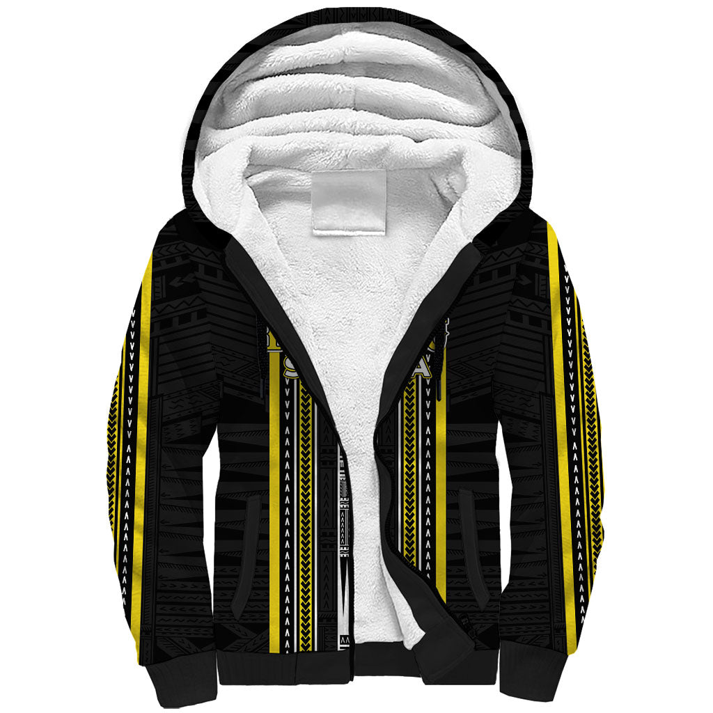 Personalised Faleasiu Samoa Sherpa Hoodie Samoan Tribal Pattern LT05 Unisex Yellow - Polynesian Pride