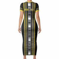 Personalised Faleasiu Samoa Short Sleeve Bodycon Dress Samoan Tribal Pattern LT05 - Polynesian Pride
