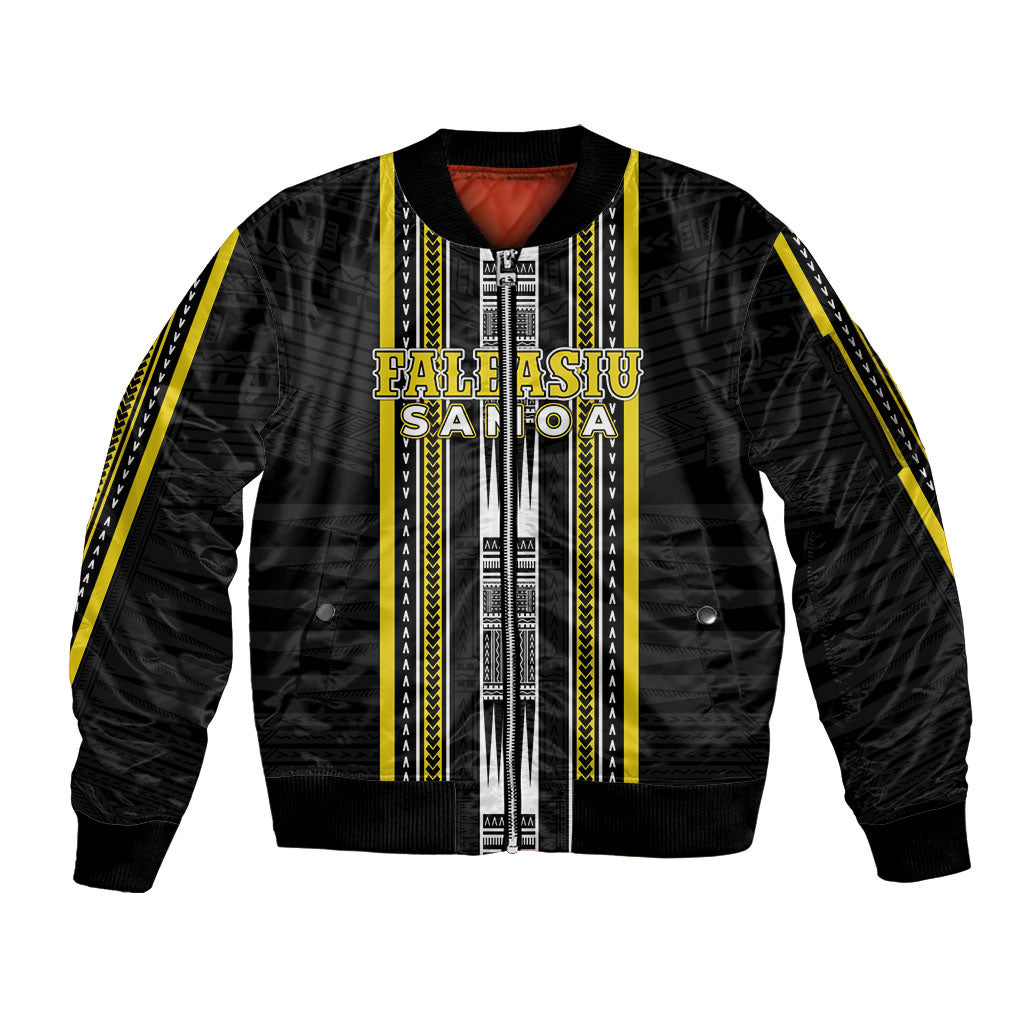 Personalised Faleasiu Samoa Sleeve Zip Bomber Jacket Samoan Tribal Pattern LT05 Unisex Yellow - Polynesian Pride