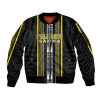 Personalised Faleasiu Samoa Sleeve Zip Bomber Jacket Samoan Tribal Pattern LT05 Unisex Yellow - Polynesian Pride