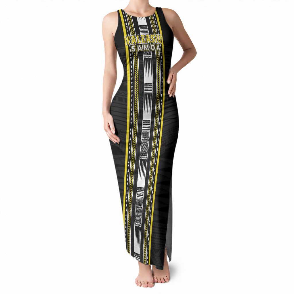 Personalised Faleasiu Samoa Tank Maxi Dress Samoan Tribal Pattern LT05 Women Yellow - Polynesian Pride