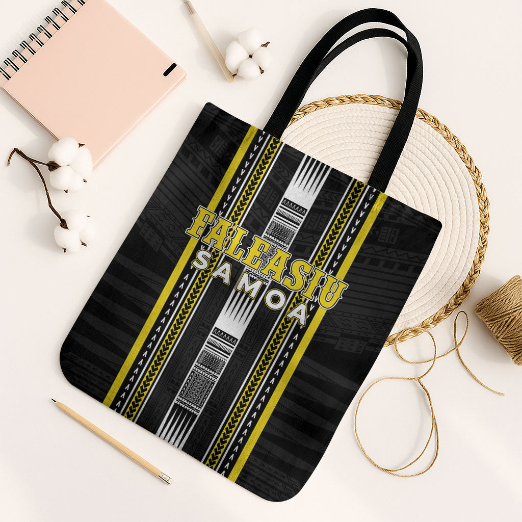 Faleasiu Samoa Tote Bag Samoan Tribal Pattern LT05 Black Strap One Size Yellow - Polynesian Pride