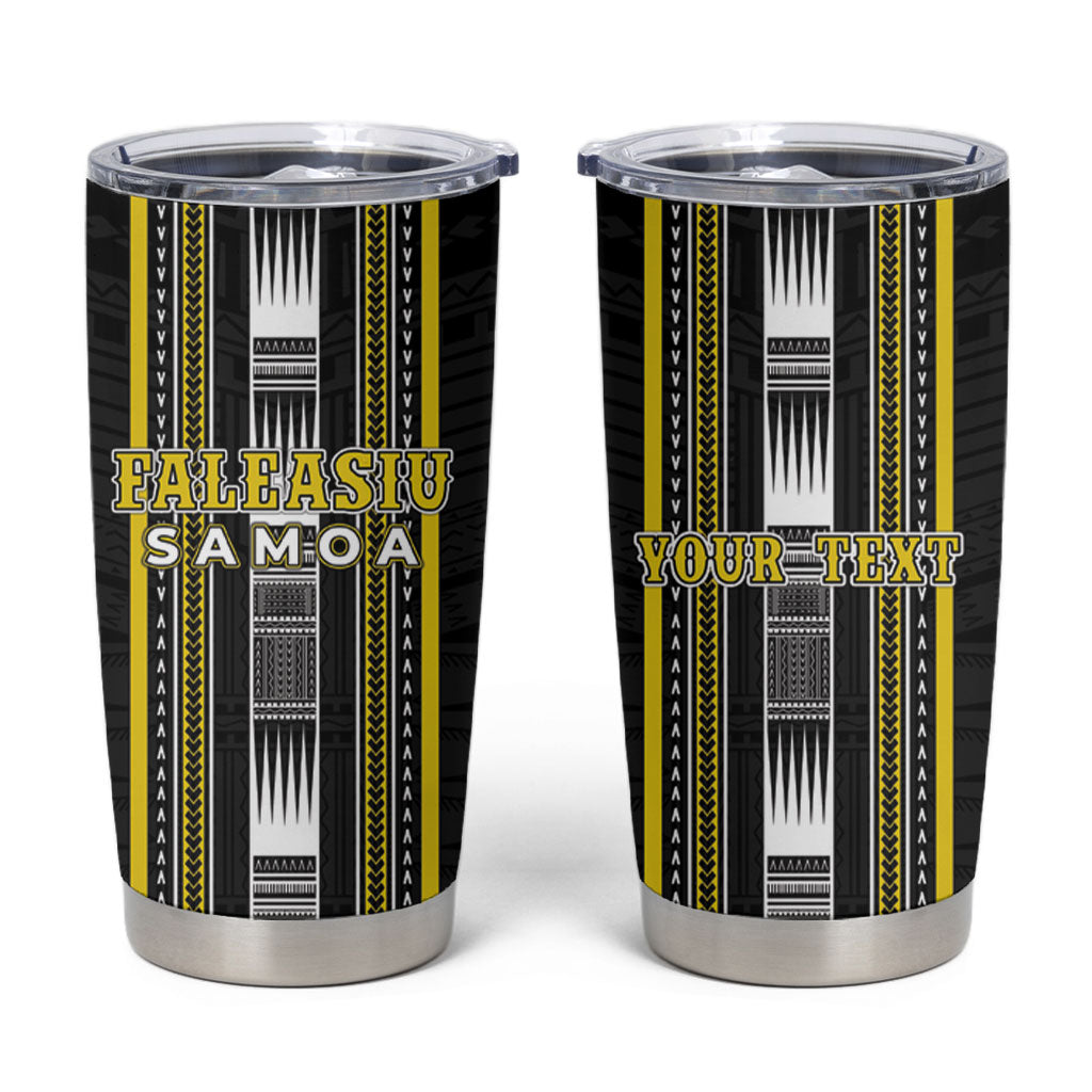 Personalised Faleasiu Samoa Tumbler Cup Samoan Tribal Pattern LT05 Yellow - Polynesian Pride