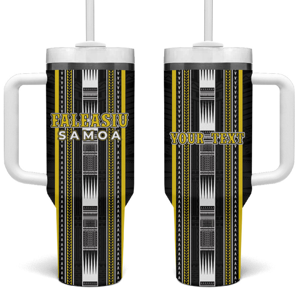 Personalised Faleasiu Samoa Tumbler With Handle Samoan Tribal Pattern LT05 One Size: 40 oz Yellow - Polynesian Pride