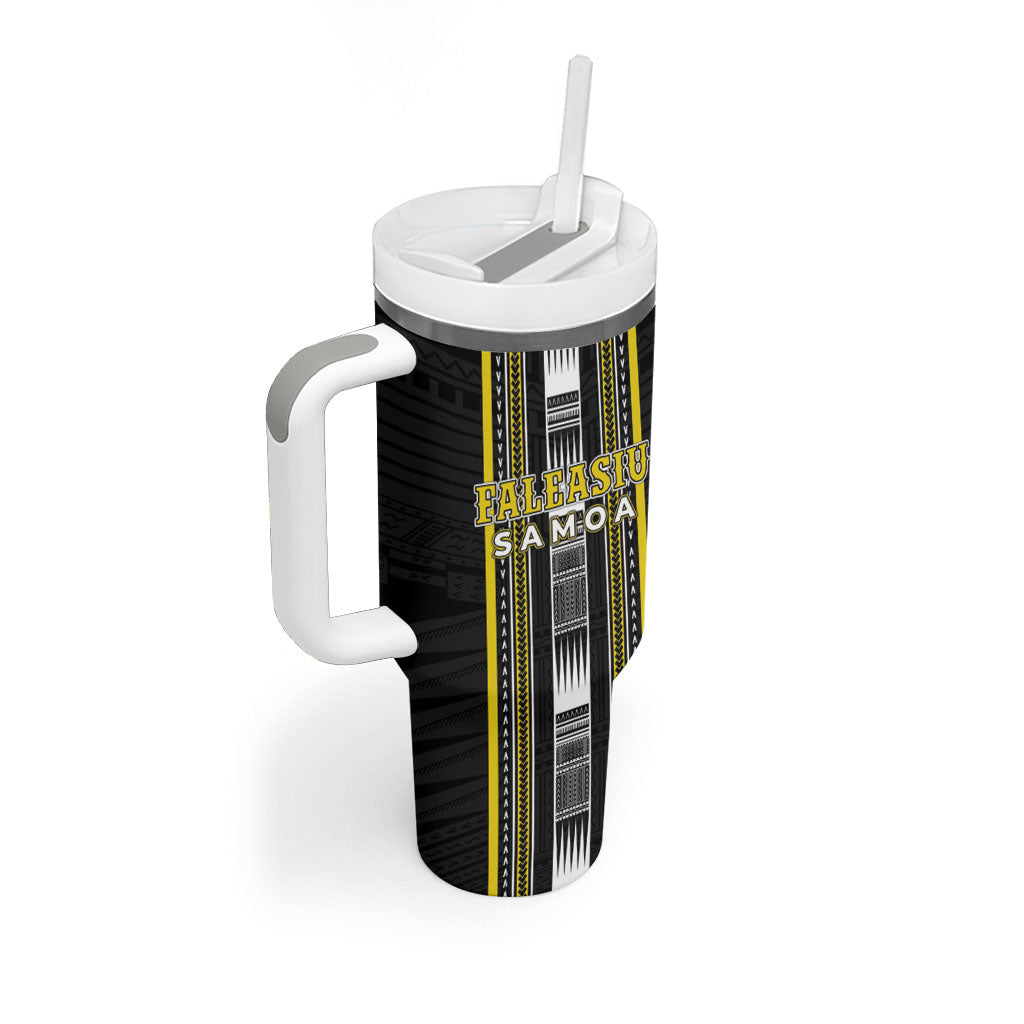 Personalised Faleasiu Samoa Tumbler With Handle Samoan Tribal Pattern LT05 - Polynesian Pride