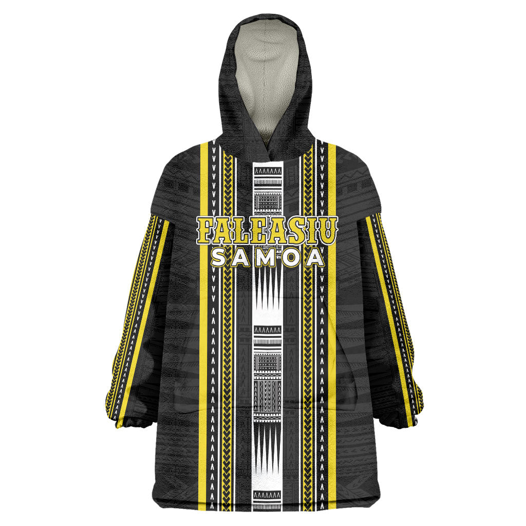 Personalised Faleasiu Samoa Wearable Blanket Hoodie Samoan Tribal Pattern LT05 One Size Yellow - Polynesian Pride