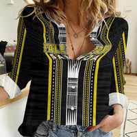 Personalised Faleasiu Samoa Women Casual Shirt Samoan Tribal Pattern LT05 Female Yellow - Polynesian Pride
