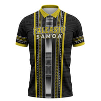 Personalised Faleasiu Samoa Zipper Polo Shirt Samoan Tribal Pattern LT05 Yellow - Polynesian Pride