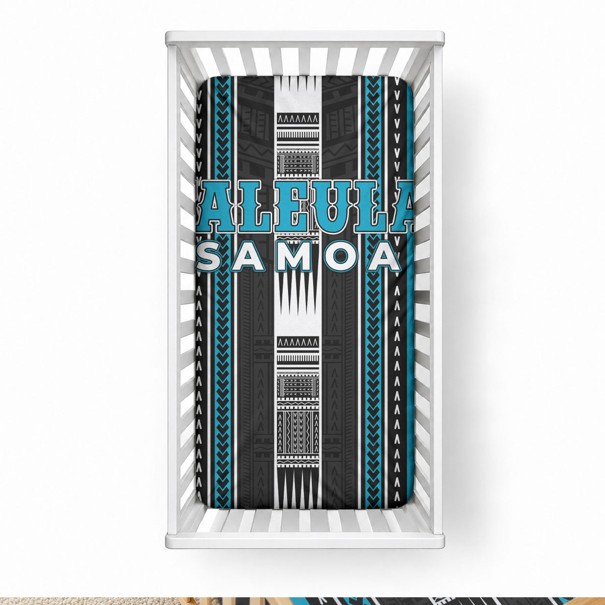 Faleula Samoa Baby Bed Cover Samoan Tribal Pattern LT05 28 × 52 in Blue - Polynesian Pride
