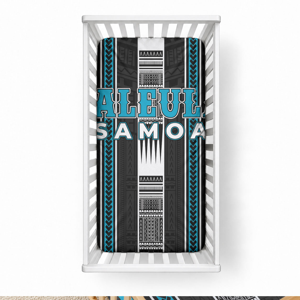 Faleula Samoa Baby Bed Cover Samoan Tribal Pattern LT05 28 × 52 in Blue - Polynesian Pride
