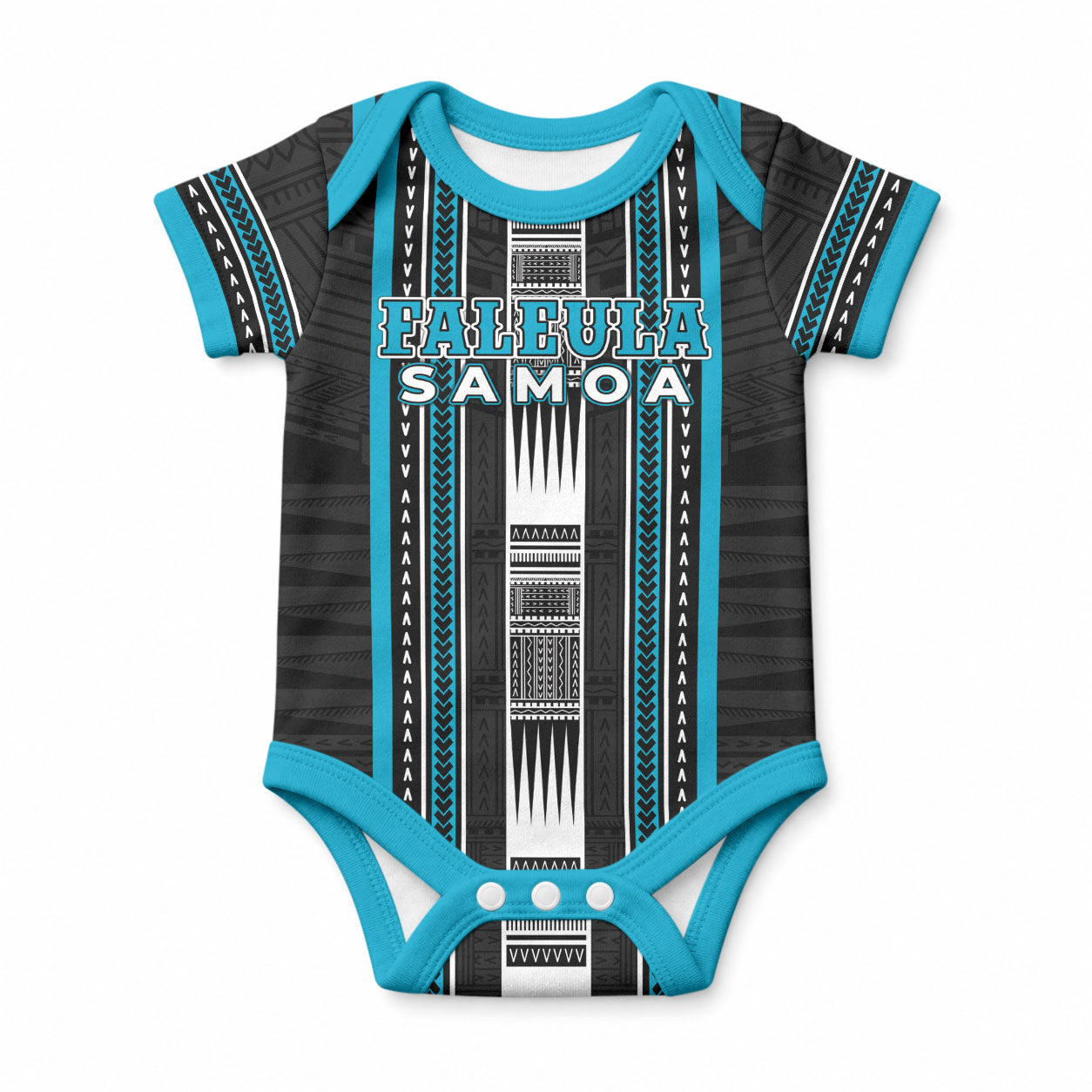 Personalised Faleula Samoa Baby Onesie Samoan Tribal Pattern LT05 Blue - Polynesian Pride
