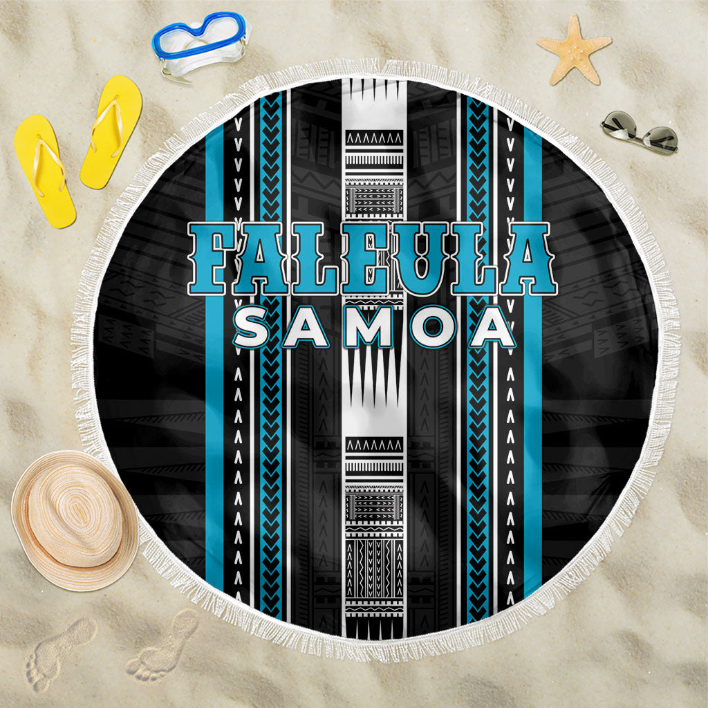 Faleula Samoa Beach Blanket Samoan Tribal Pattern LT05 One Size 150cm Blue - Polynesian Pride