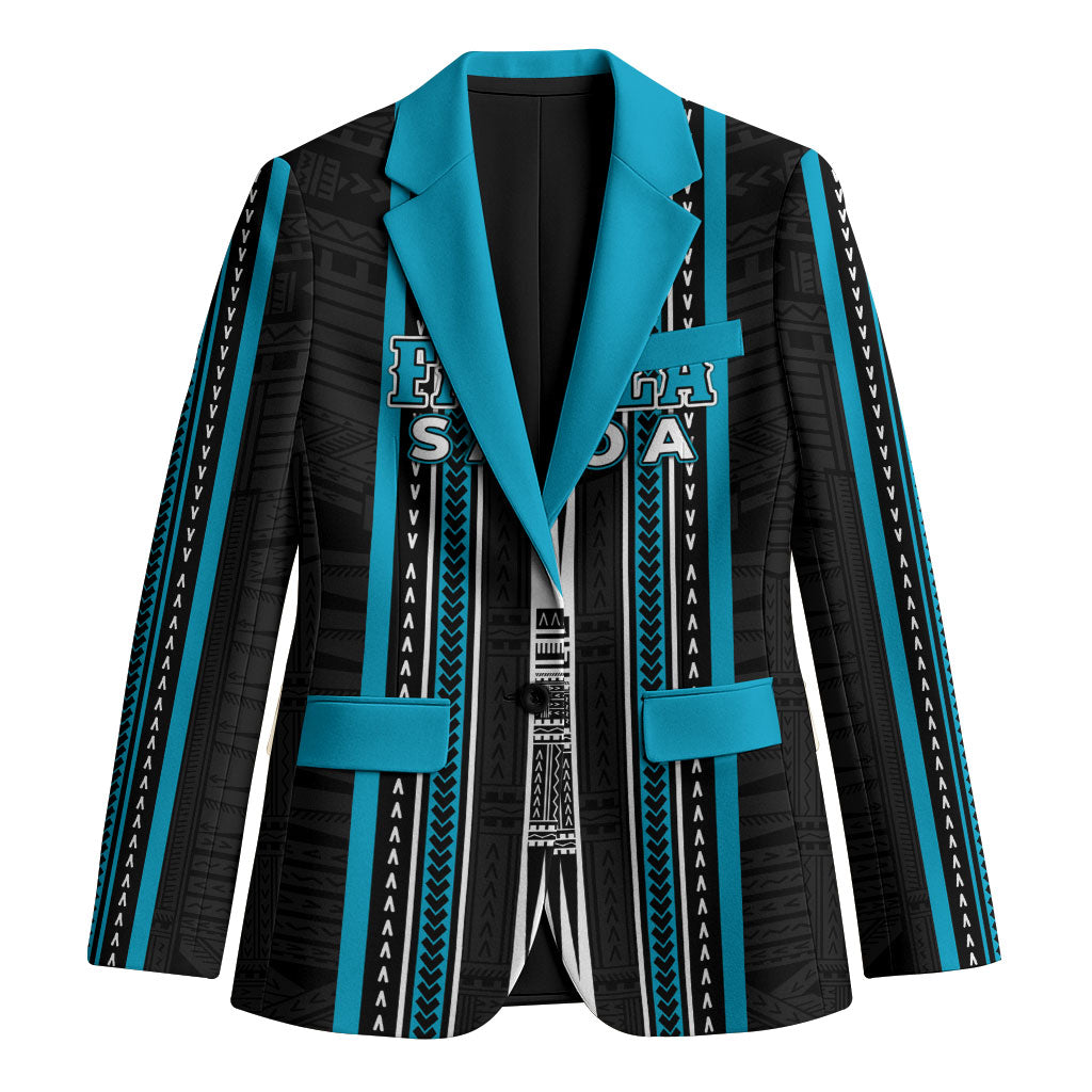Personalised Faleula Samoa Blazer Samoan Tribal Pattern LT05 Unisex Blue - Polynesian Pride