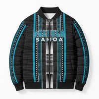 Personalised Faleula Samoa Bomber Puffer Jacket Samoan Tribal Pattern LT05 Unisex Blue - Polynesian Pride