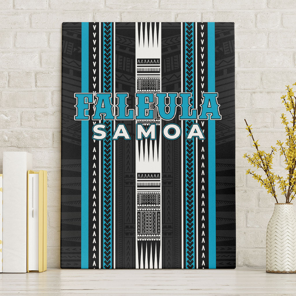 Faleula Samoa Canvas Wall Art Samoan Tribal Pattern LT05 Without Frame Blue - Polynesian Pride