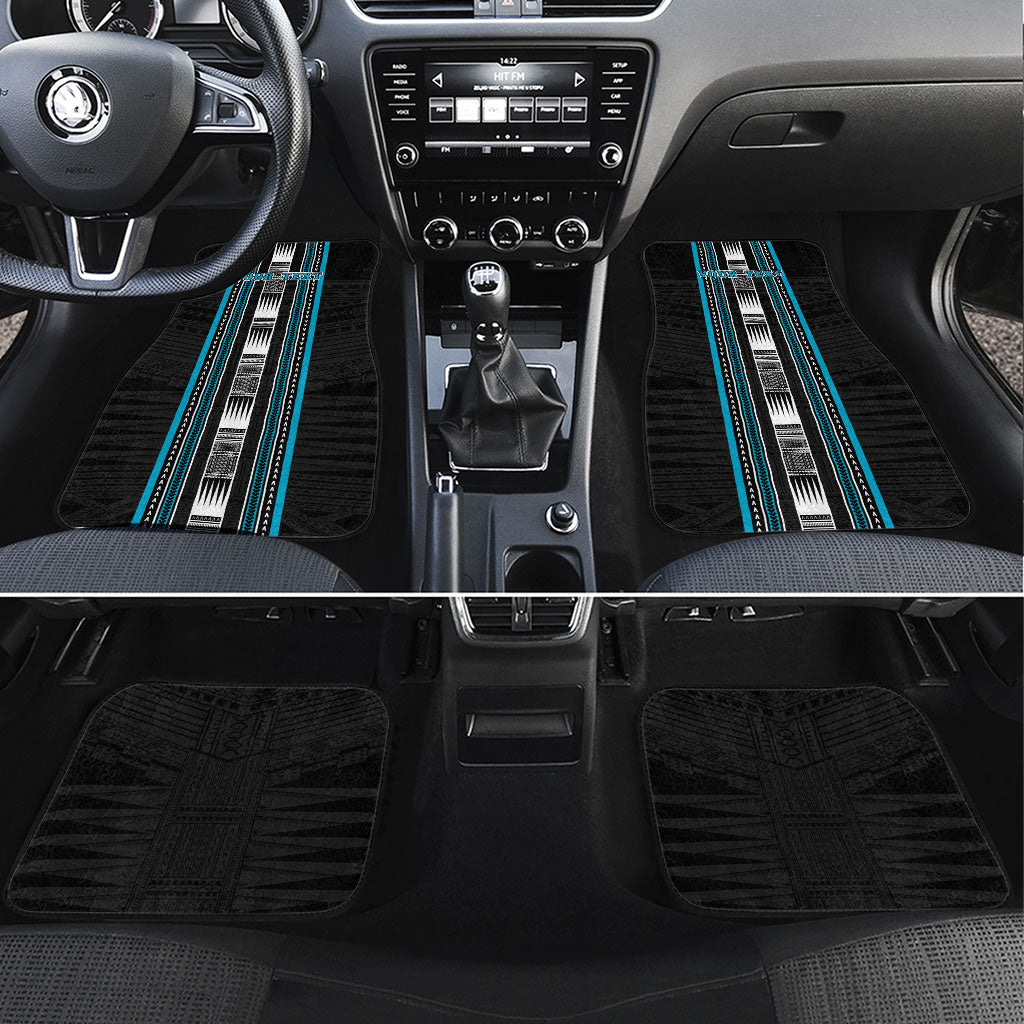 Personalised Faleula Samoa Car Mats Samoan Tribal Pattern LT05 Set 4pcs Blue - Polynesian Pride