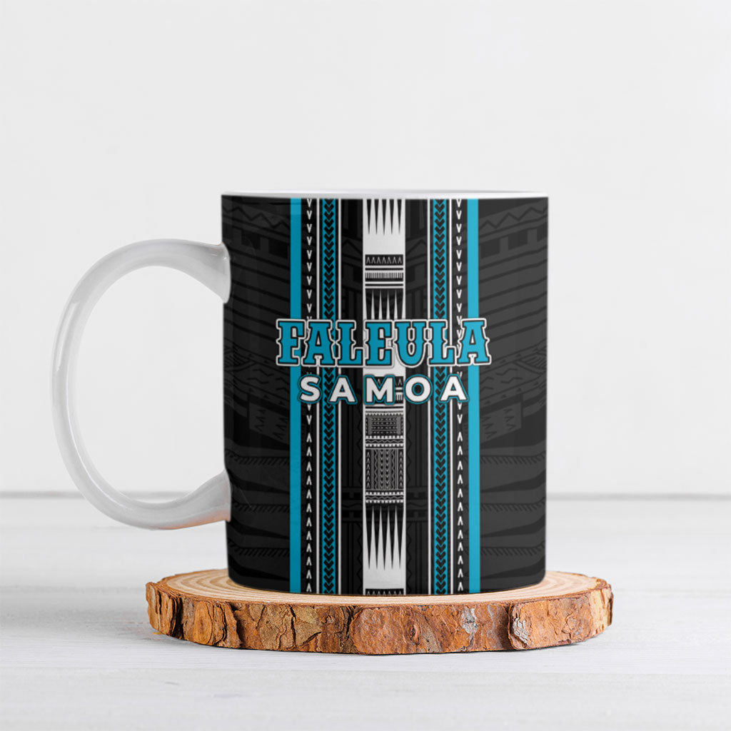 Personalised Faleula Samoa Ceramic Mug Samoan Tribal Pattern LT05 Blue - Polynesian Pride