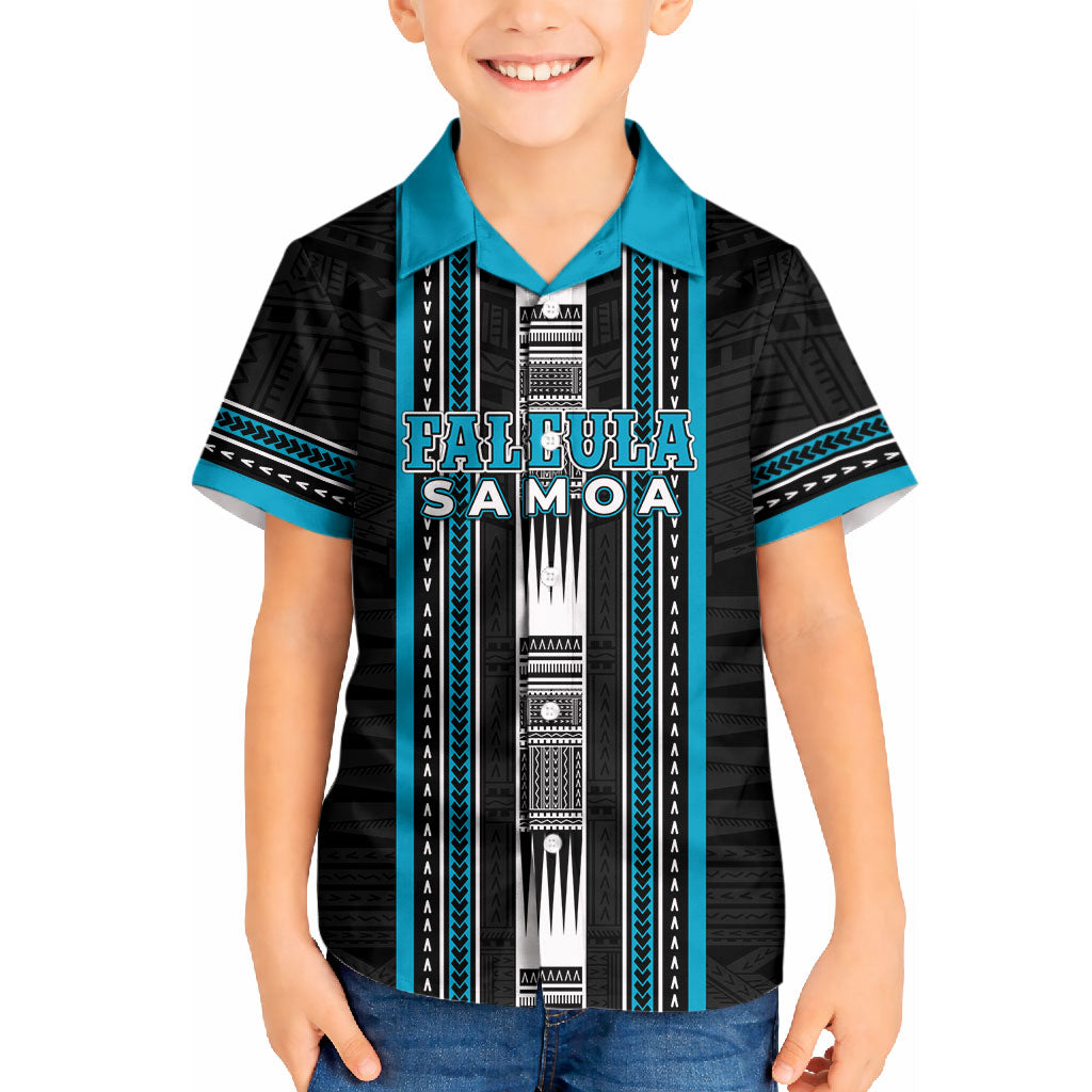 Personalised Faleula Samoa Kid Hawaiian Shirt Samoan Tribal Pattern LT05 Kid Blue - Polynesian Pride
