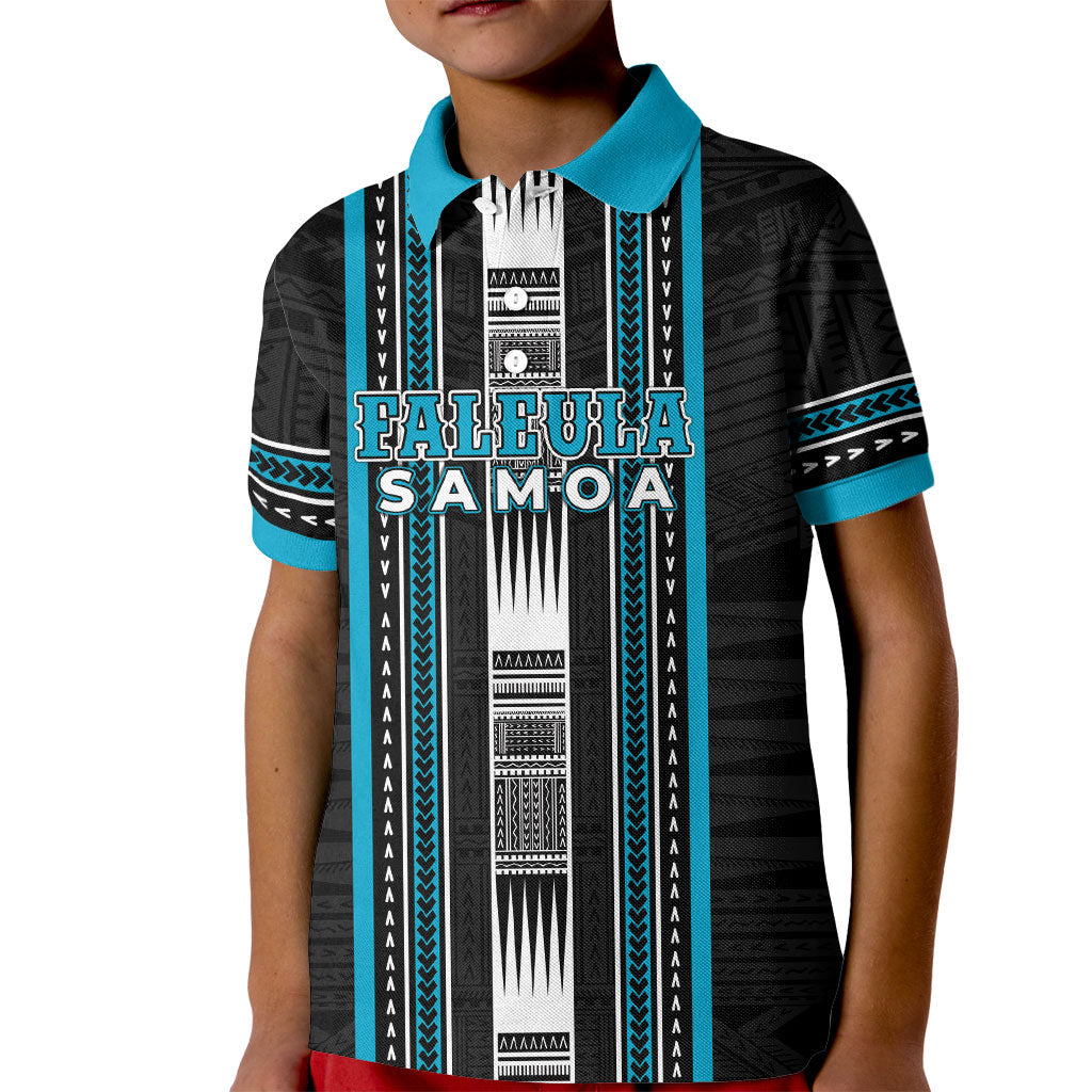 Personalised Faleula Samoa Kid Polo Shirt Samoan Tribal Pattern LT05 Kid Blue - Polynesian Pride