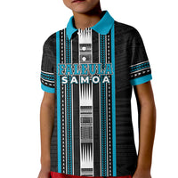 Personalised Faleula Samoa Kid Polo Shirt Samoan Tribal Pattern LT05 Kid Blue - Polynesian Pride