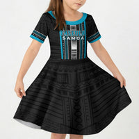 Personalised Faleula Samoa Kid Short Sleeve Dress Samoan Tribal Pattern LT05 KID Blue - Polynesian Pride