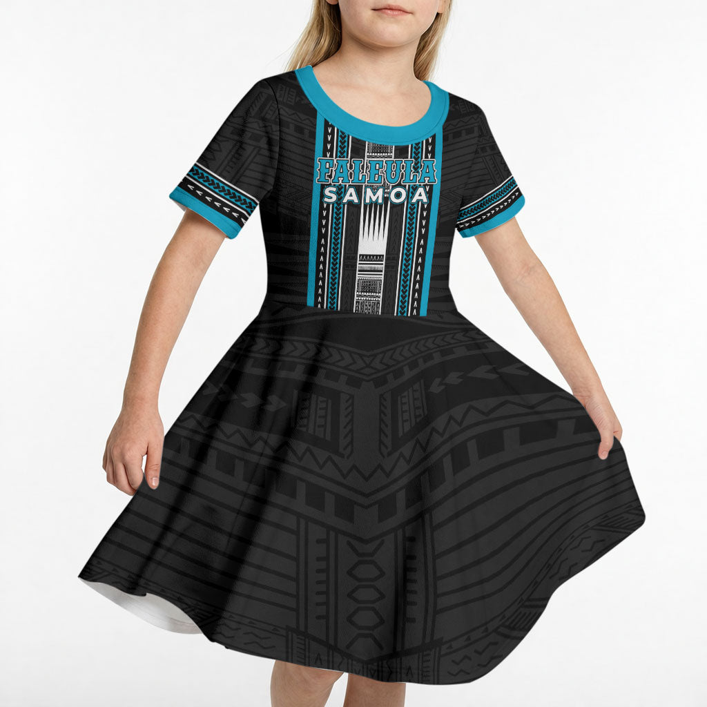 Personalised Faleula Samoa Kid Short Sleeve Dress Samoan Tribal Pattern LT05 - Polynesian Pride