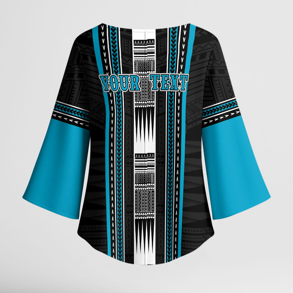 Personalised Faleula Samoa Kimono Sleeve Blouse Samoan Tribal Pattern