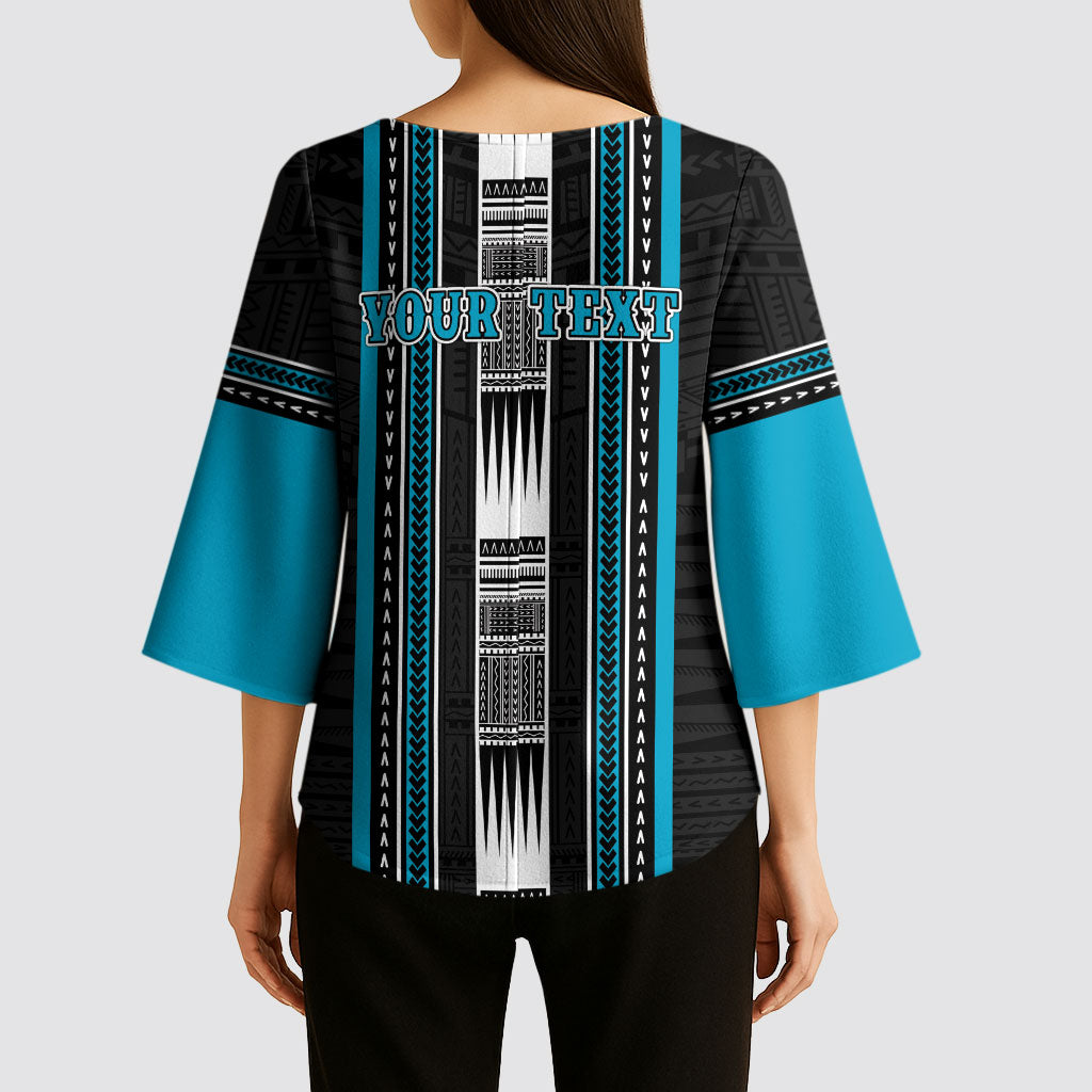 Personalised Faleula Samoa Kimono Sleeve Blouse Samoan Tribal Pattern