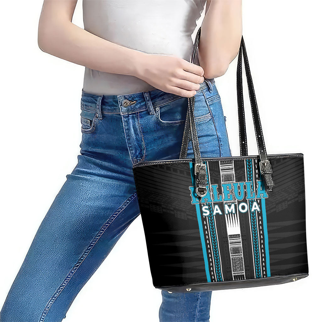Faleula Samoa Leather Tote Bag Samoan Tribal Pattern LT05 - Polynesian Pride