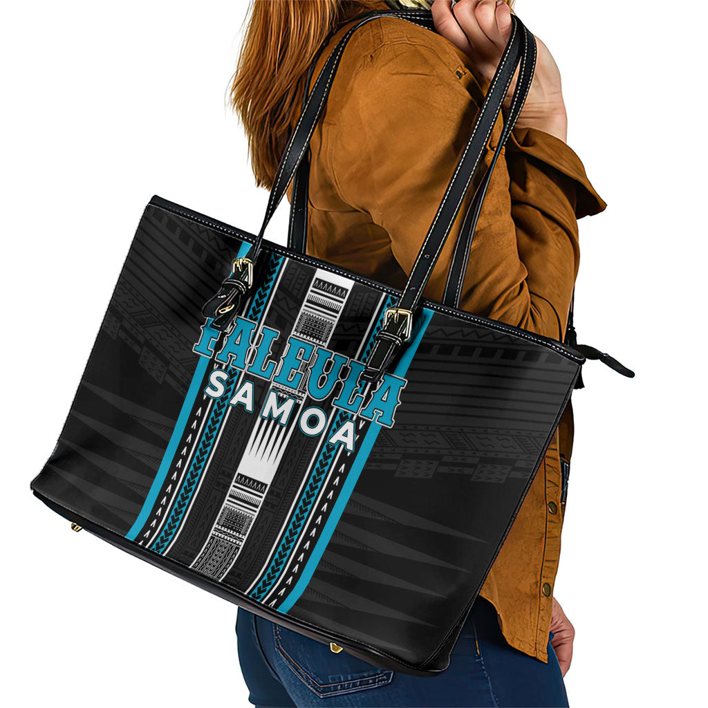 Faleula Samoa Leather Tote Bag Samoan Tribal Pattern LT05 - Polynesian Pride