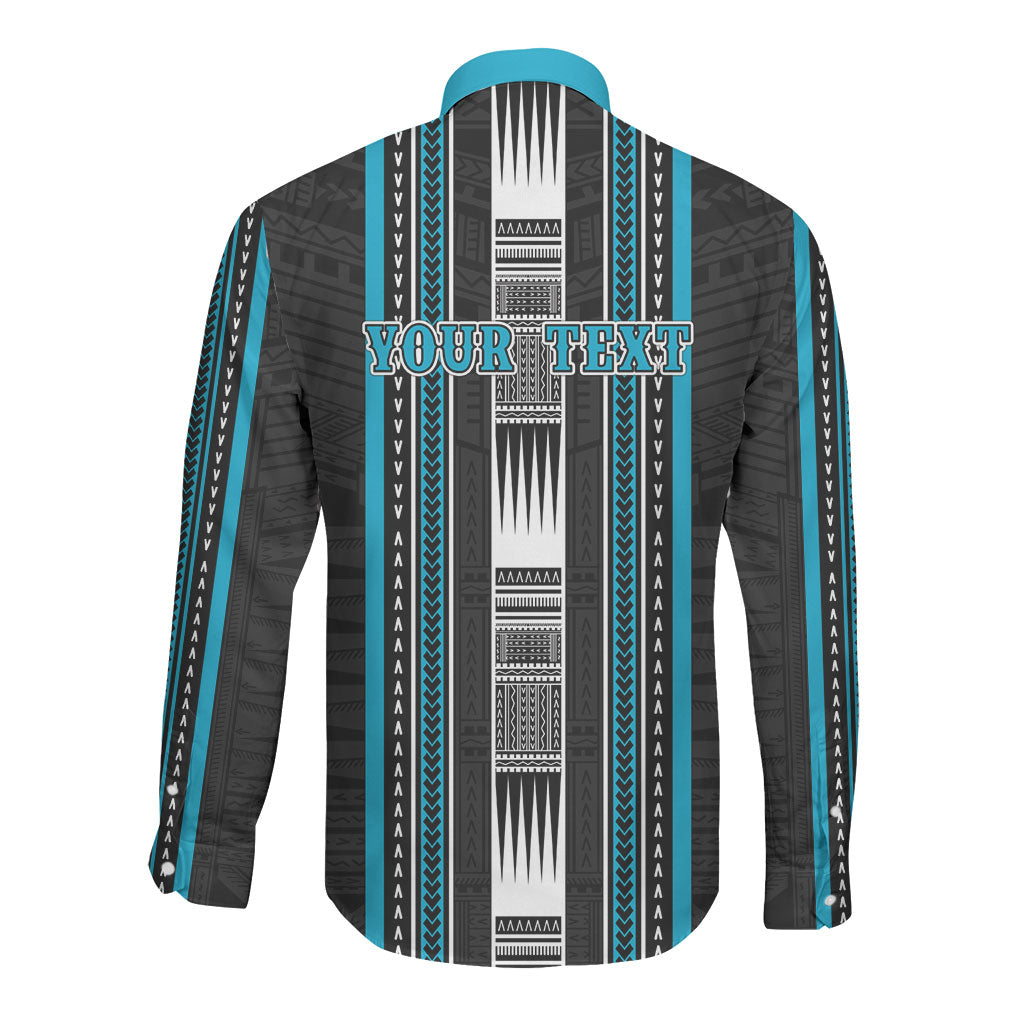 Personalised Faleula Samoa Long Sleeve Button Shirt Samoan Tribal Pattern LT05 - Polynesian Pride