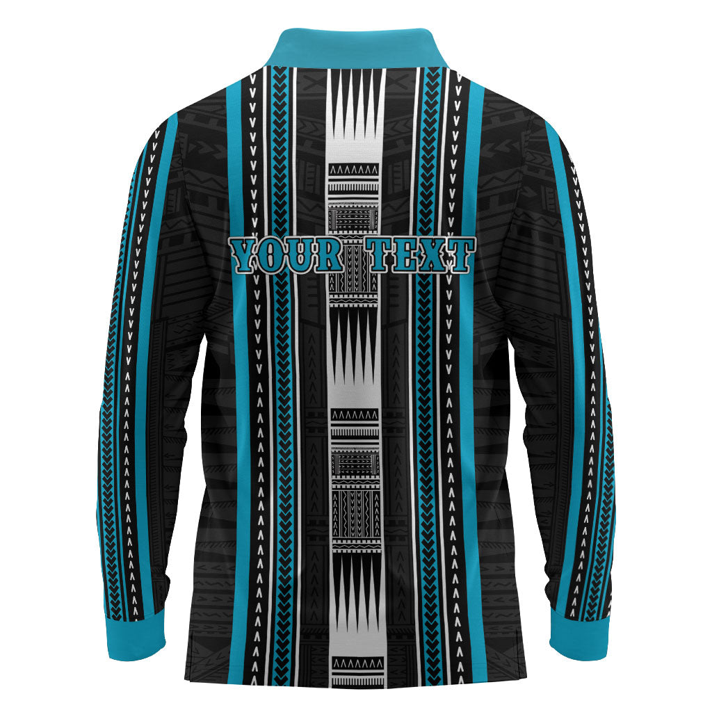 Personalised Faleula Samoa Long Sleeve Polo Shirt Samoan Tribal Pattern LT05 - Polynesian Pride