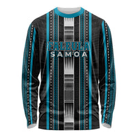 Personalised Faleula Samoa Long Sleeve Shirt Samoan Tribal Pattern LT05 Unisex Blue - Polynesian Pride