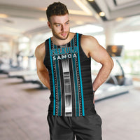 Personalised Faleula Samoa Men Tank Top Samoan Tribal Pattern LT05 Blue - Polynesian Pride